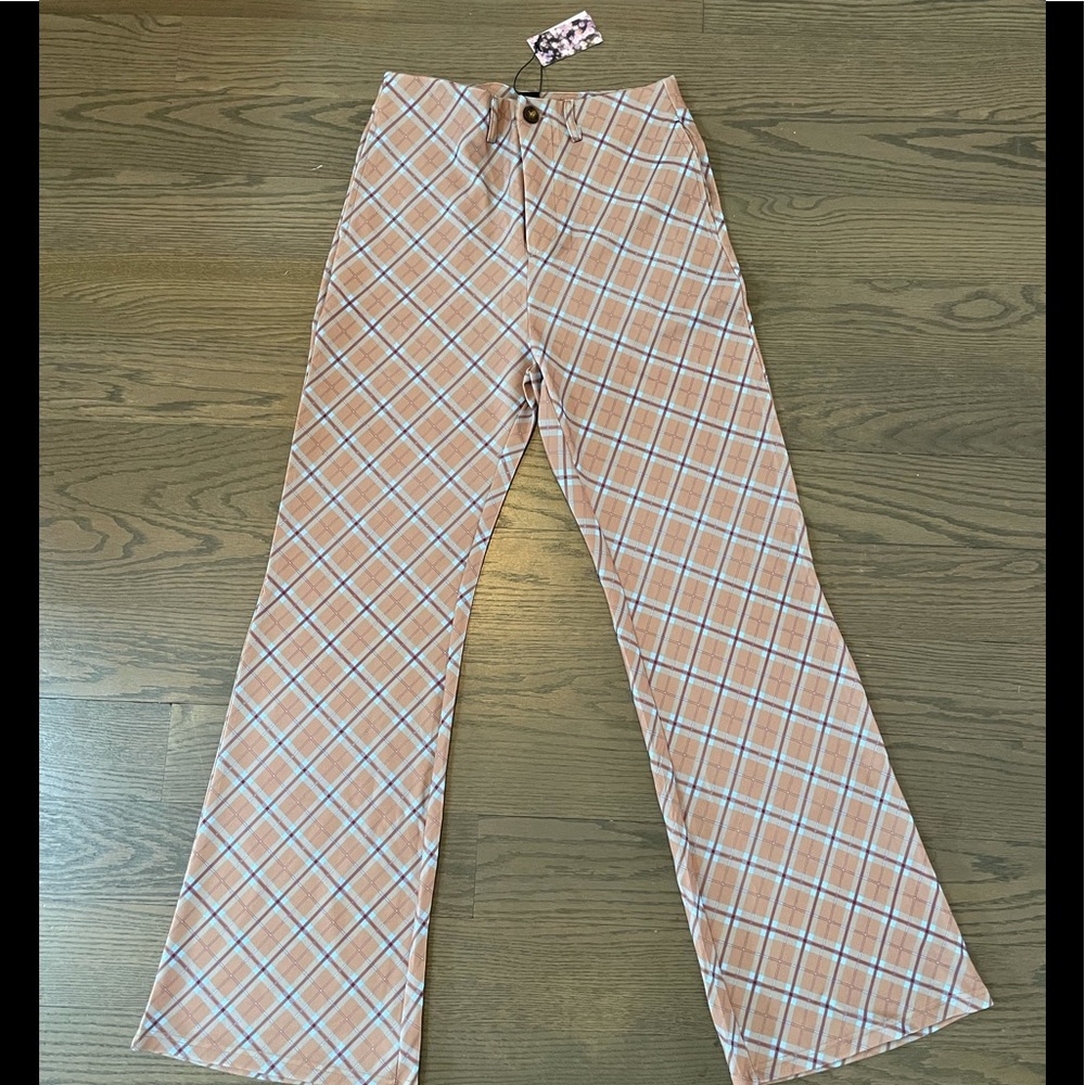 NWT CIDER high waisted plaid print pants